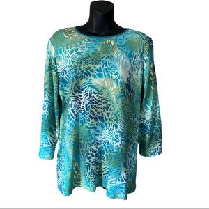 JM COLLECTION MULTI COLOR SIZE LARGE   3/4 Sleeve- Casual-Easy care top
